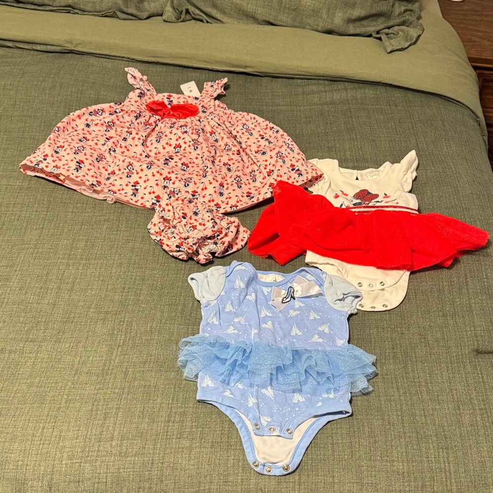 Bundle Disney Red, Blue, and Cream Bodysuits for Kids